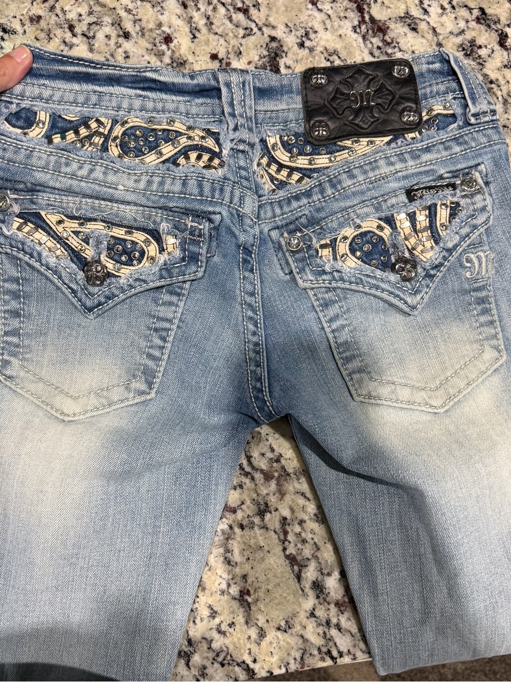 Miss Me Light Blue Boot Cut Jeans with Embellished Back Pockets